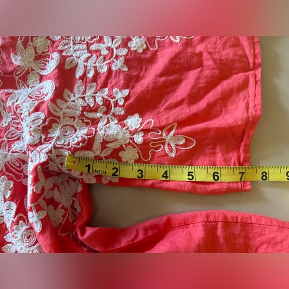 Flying Tomato Summer Tropical floral crochet orange White top plus Size 2X - Picture 8 of 16